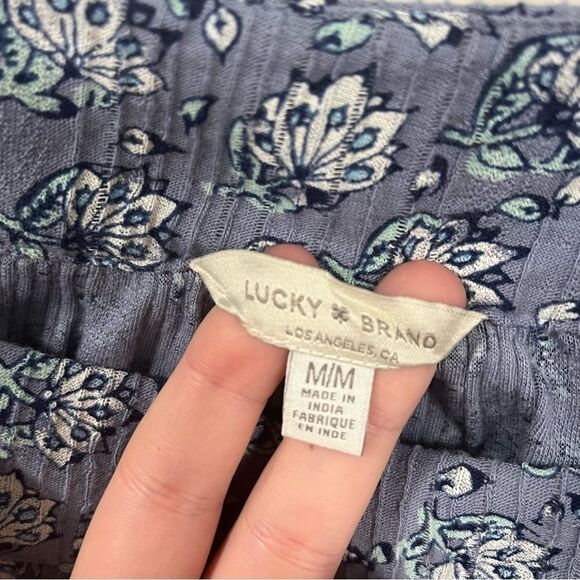 Lucky Brand Blue Floral Flare Short Sleeve Blouse - Picture 6 of 8